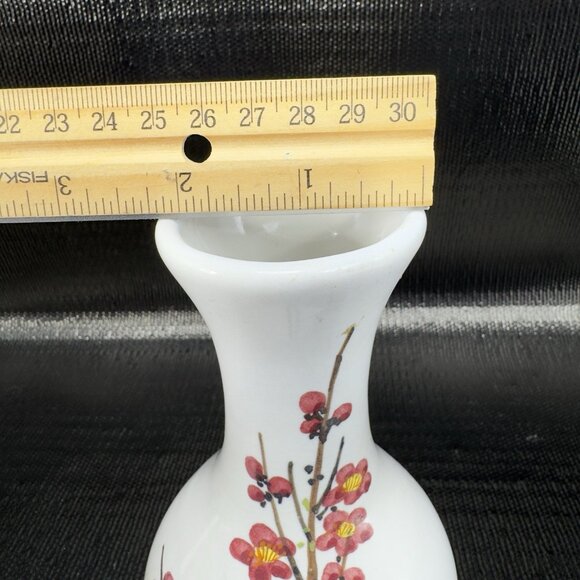 Vintage 1980s Pottery Vase Cherry Blossom Pattern Marked Heavy Stoneware Vase - Picture 3 of 11